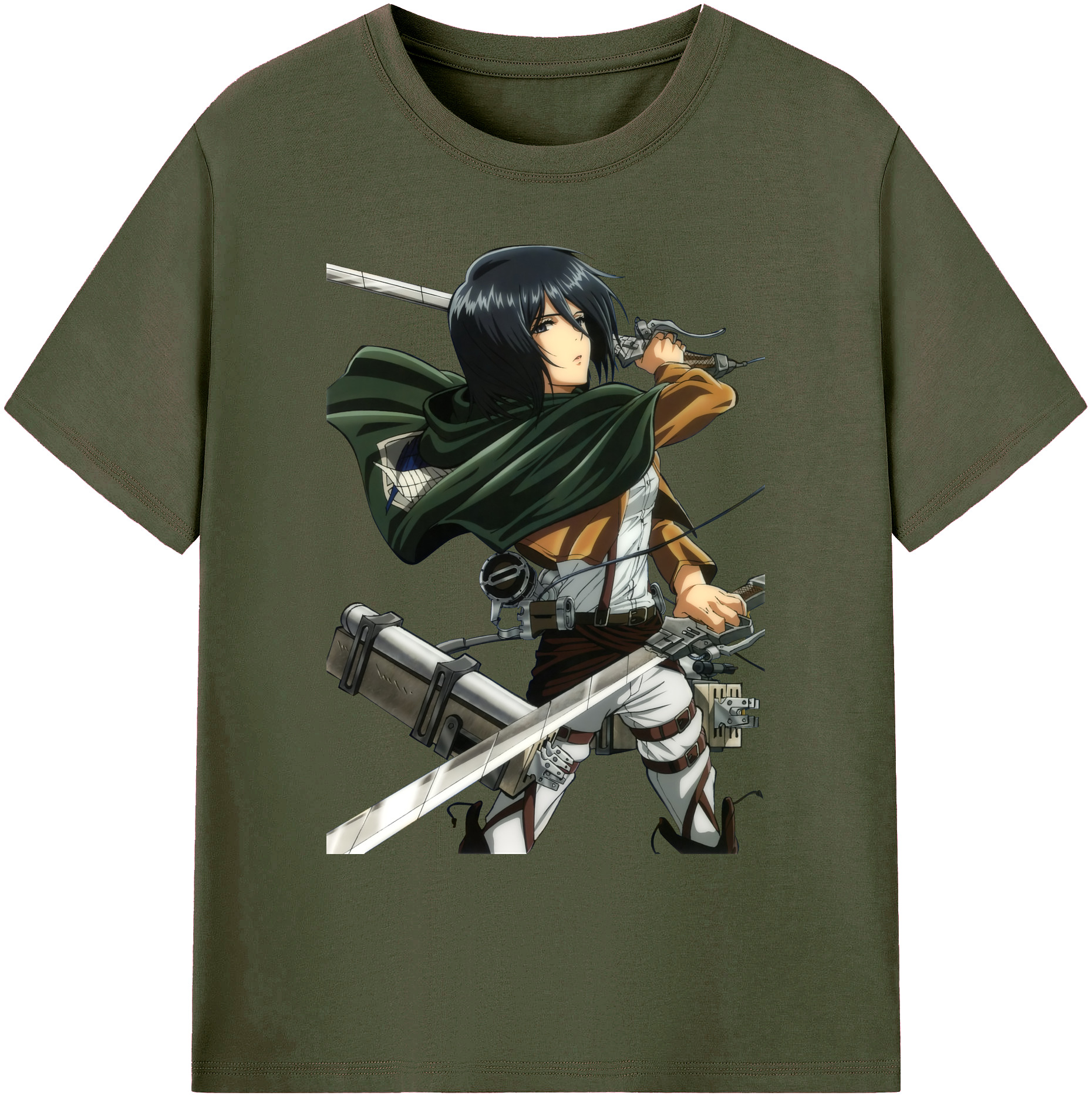 （画像用） 進撃の巨人 ミカサ·アッカーマン Attack on Titan Mikasa Ackerman 綿100％ メンズ半袖Tシャツ｜肌触りやわらか＆通気性